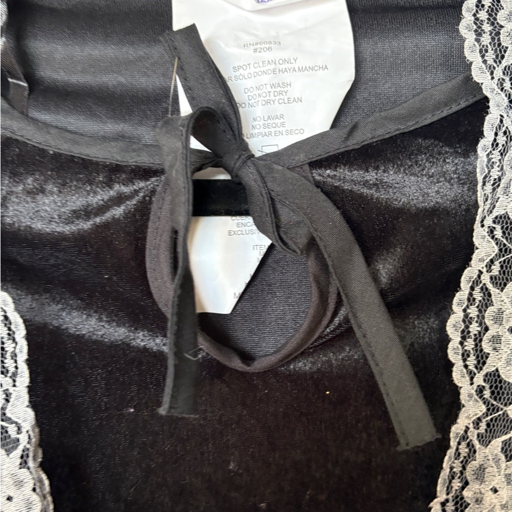 Girls Halloween Costume Black Velvet Dress with Gray Lace - Picture 5 of 16